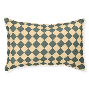 Yellow Green Checker Diamond Pattern Pet Bed