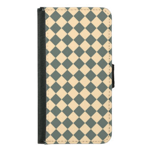 Yellow Green Checker Diamond Pattern Samsung Galaxy S5 Wallet Case