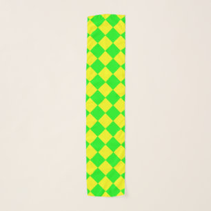 Yellow Green Checker Diamond Pattern Scarf