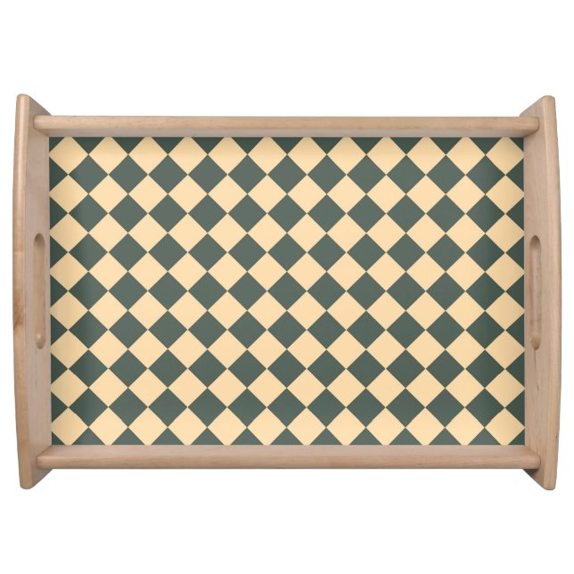 Yellow Green Checker Diamond Pattern Serving Tray (Front)