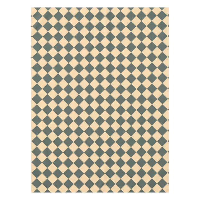 Yellow Green Checker Diamond Pattern Tablecloth (Front)