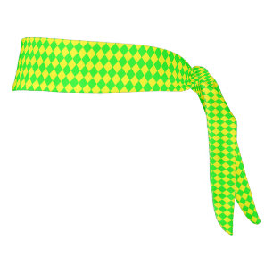 Yellow Green Checker Diamond Pattern Tie Headband