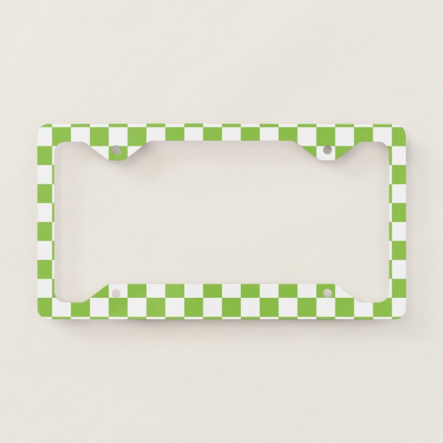 Yellow Green Checkerboard License Plate Frame (Front)