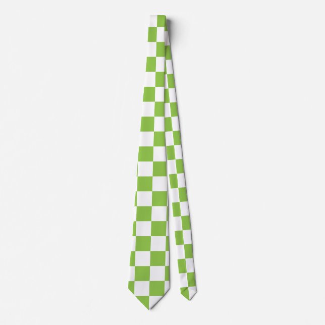 Yellow Green Checkerboard Pattern Tie (Front)