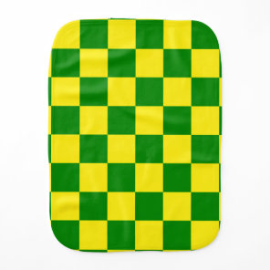 Yellow Green Checkered Check Pattern Baby Burp Cloth