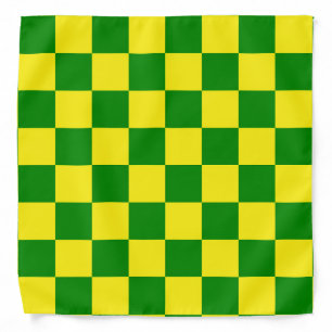 Yellow Green Checkered Check Pattern Bandana