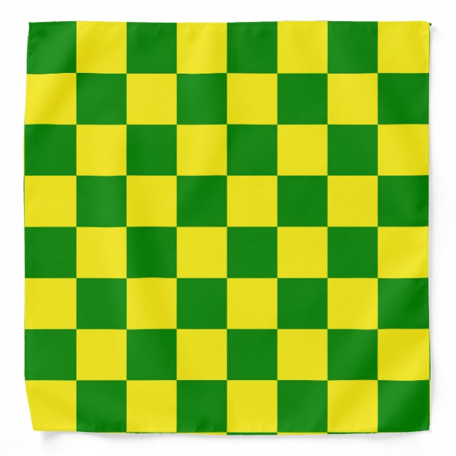 Yellow Green Checkered Check Pattern Bandana (Front)