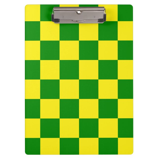 Yellow Green Checkered Check Pattern Clipboard (Front)