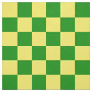 Yellow Green Checkered Check Pattern Fabric