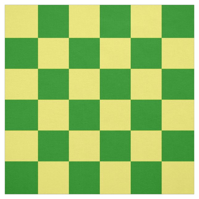 Yellow Green Checkered Check Pattern Fabric (Swatch)