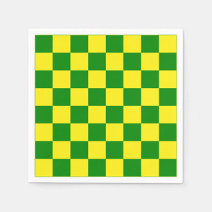 Yellow Green Checkered Check Pattern Napkins