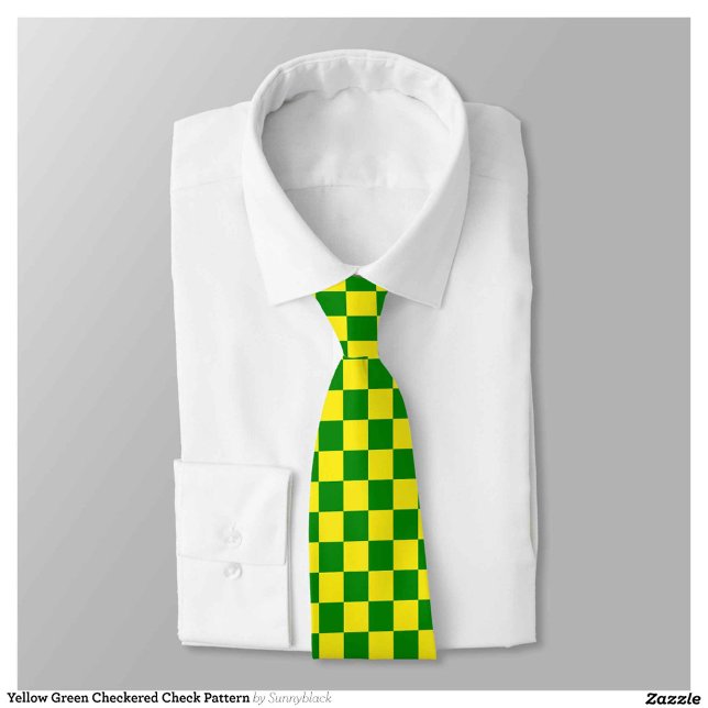 Yellow Green Checkered Check Pattern Neck Tie (Creator Uploaded)