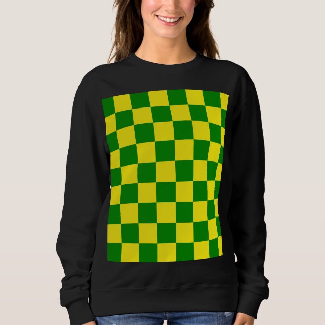 Yellow Green Checkered Check Pattern Sweatshirt (Front)