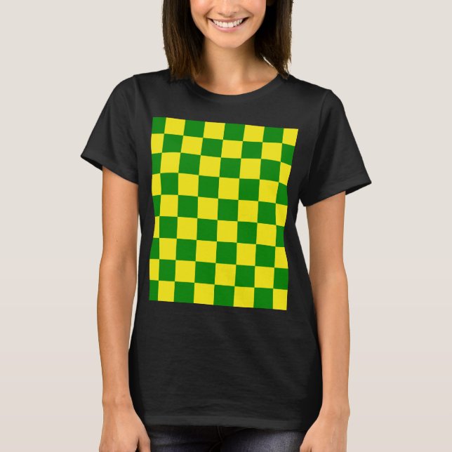 Yellow Green Checkered Check Pattern T-Shirt (Front)