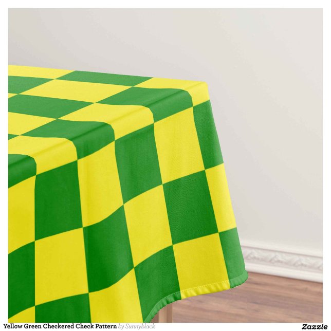 Yellow Green Checkered Check Pattern Tablecloth (Creator Uploaded)