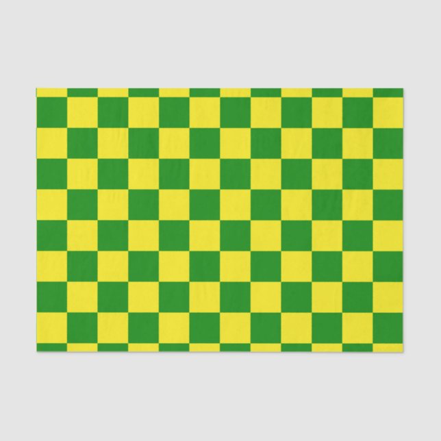 Yellow Green Checkered Check Pattern Tissue Paper (Front)