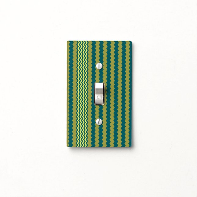 Yellow-Green Chevron Design - Light Switch Cover (In Situ)