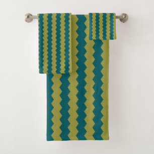 Yellow Green Chevron Design - Towel Set