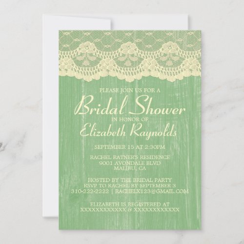 Yellow Green Country Lace Bridal Shower Invitation