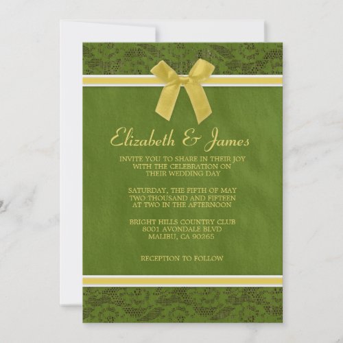 Yellow &amp; Green Country Lace Wedding Invitations