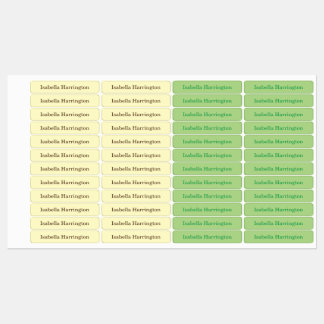 Yellow/Green Custom Name Iron-On Fabric Clothing Labels