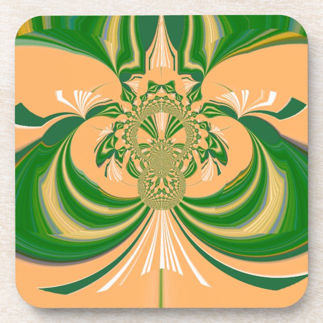 Yellow Green Design. Beverage Coaster (Front)