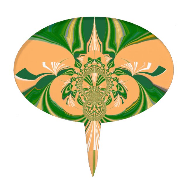 Yellow Green Design. Cake Topper (Front)