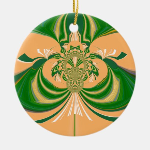 Yellow Green Design Ceramic Ornament
