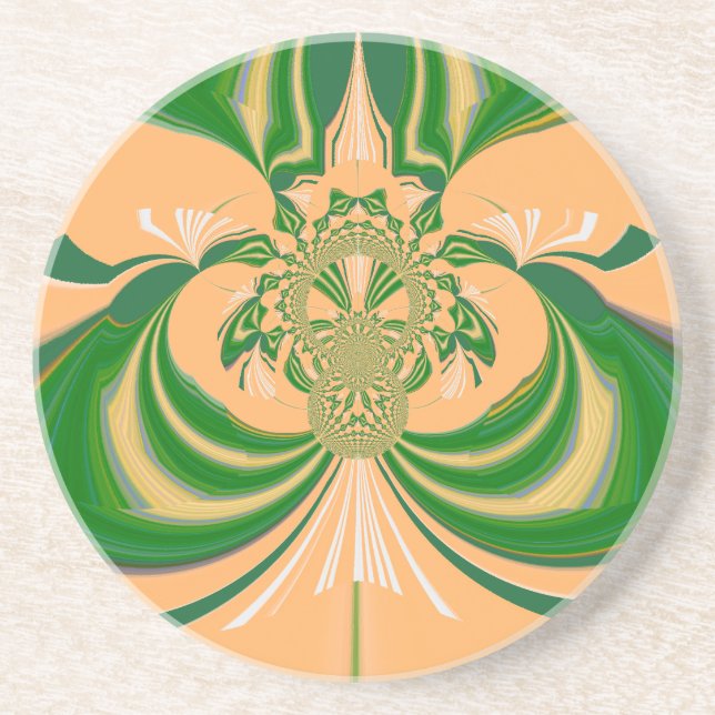 Yellow Green Design. Drink Coaster (Front)