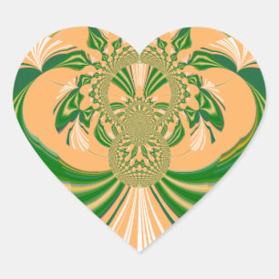Yellow Green Design. Heart Sticker