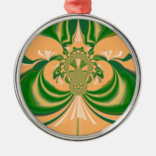 Yellow Green Design. Metal Ornament