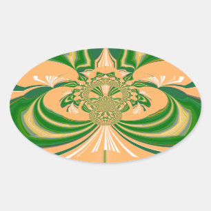 Yellow Green Design. Oval Sticker