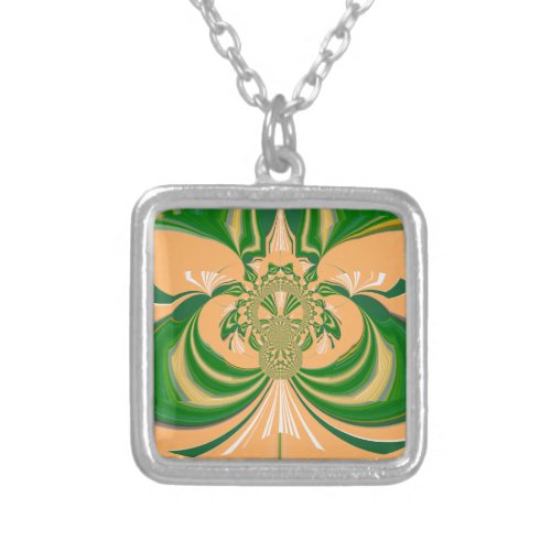 Yellow Green Design Silver Plated Necklace