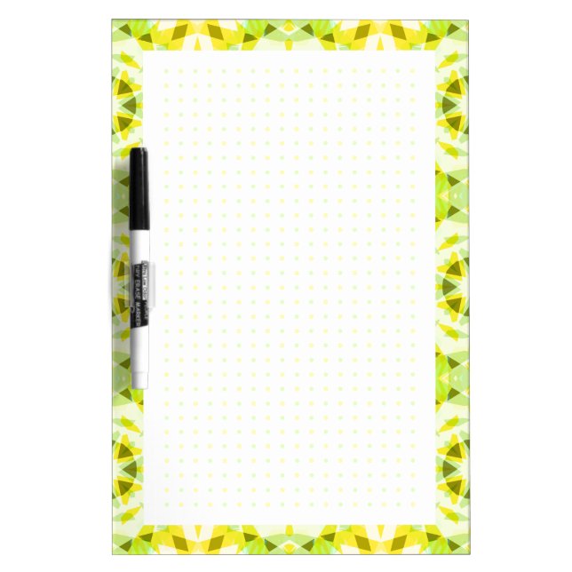Yellow Green Dot Grid College Girl School Planner Dry Erase Board (Front)