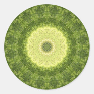 Yellow & Green "Evergreen" Mandala Kaleidoscope Classic Round Sticker