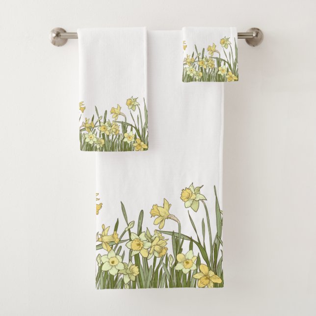 Yellow & green floral bath towels (Insitu)