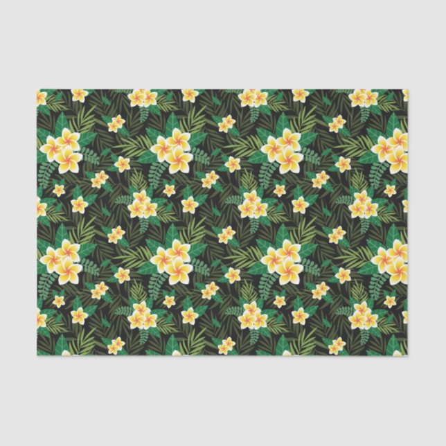 Yellow Green Floral Botanical Decoupage Craft Gift Tissue Paper (Front)