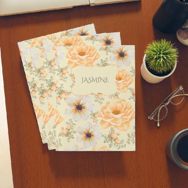 Yellow Green Floral Botanical Vintage Pocket Folder (Creator Uploaded)