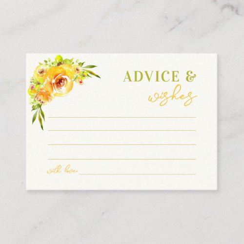 Yellow Green Floral Bridal Shower Advice & Wishes