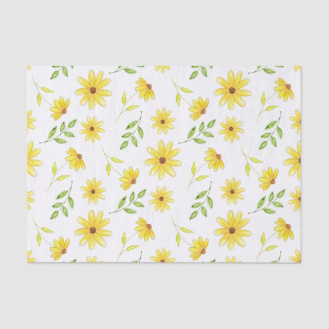 Yellow Green Floral Pattern Tissue Paper (Front)