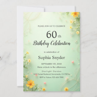 Yellow Green Floral Watercolor Elegant Design Invitation