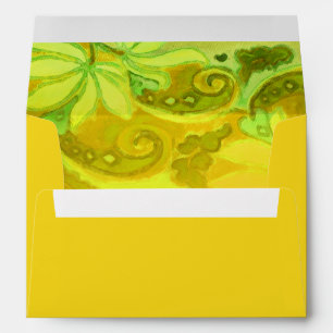 Yellow Green Floral Watercolor Envelope