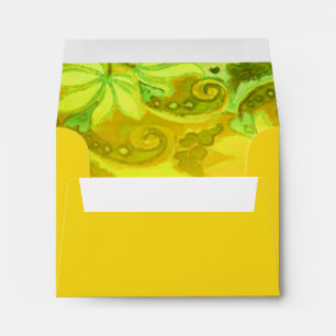 Yellow Green Floral Watercolor RSVP Envelope