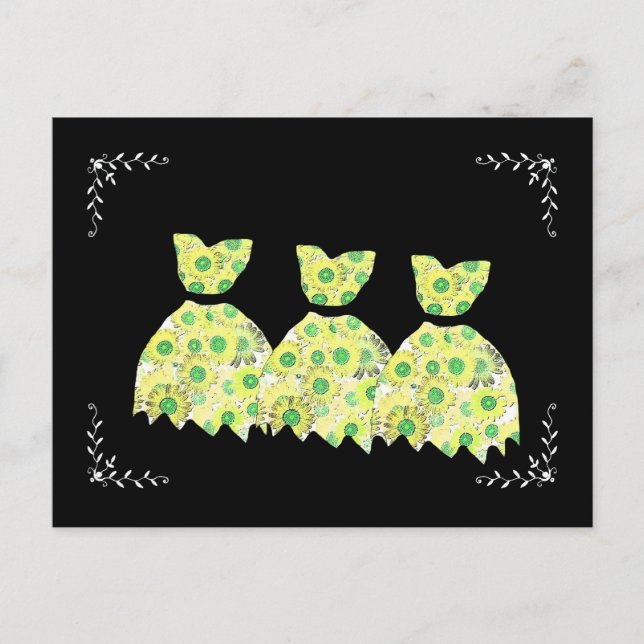 Yellow & Green Flower Dress and Frame Postcard (Front)