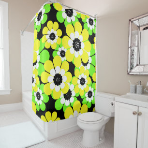 Yellow green flowers shower curtain