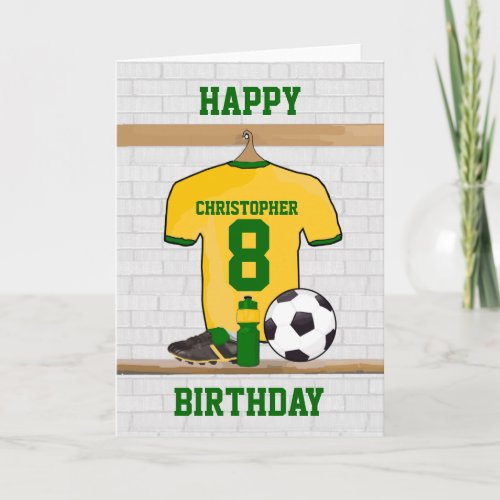 Yellow Green Football Soccer Jersey Birthday