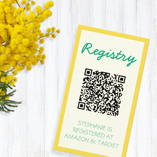 Yellow & Green Fresh Gift Registry Bridal Shower  Enclosure Card