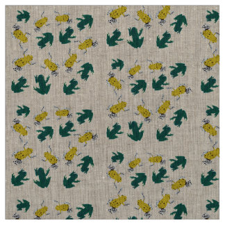 Yellow Green Frogs Pattern Fabric