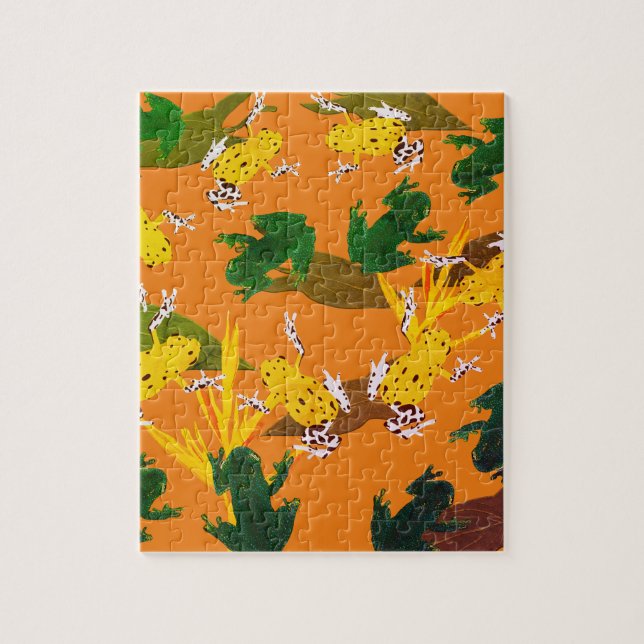 Yellow Green Frogs Pattern Jigsaw Puzzle (Vertical)