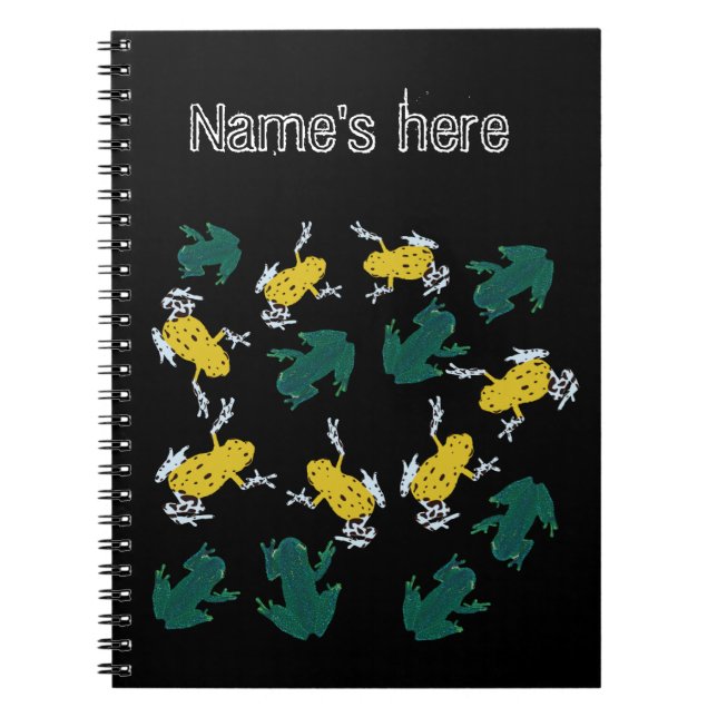 Yellow Green Frogs Pattern Notebook (Front)